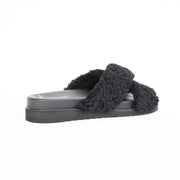 Frankie4 Rebel Black Shearling Slippers back. Size 12 womens shoes