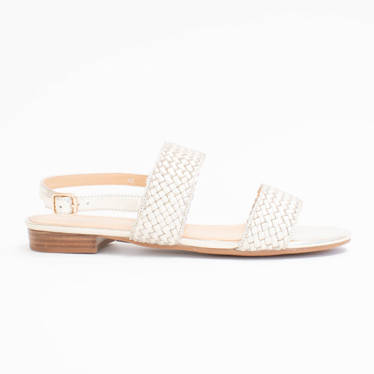 Chrissie Saige Gold Weave Sandal side. Size 42 womens shoes