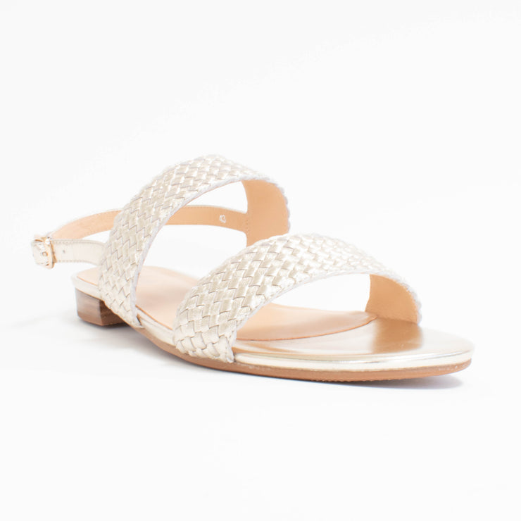 Chrissie Saige Gold Weave Sandal front. Size 43 womens shoes