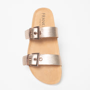 Frankie4 Sandy III Rose Gold Emboss Sandal top. Size 10 womens shoes