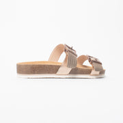 Frankie4 Sandy III Rose Gold Emboss Sandal back. Size 12 womens shoes