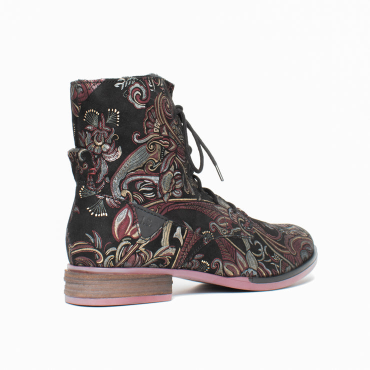 Josef Seibel Sanja 01 Black Print Ankle Boot back. Size 44 womens shoes