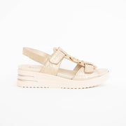 Ziera Sasson Gold Sparks Sandal side. Size 42 womens shoes