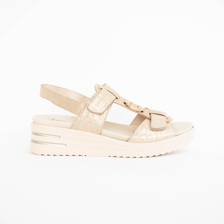 Ziera Sasson Gold Sparks Sandal side. Size 42 womens shoes