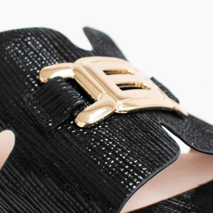 Bresley Scread Black Shimmer Sandals detail. Size 46 womens shoes