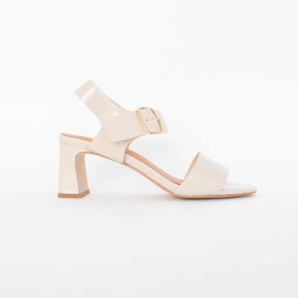 Bresley Scribe Nude Patent Sandal side. Size 42 womens shoes