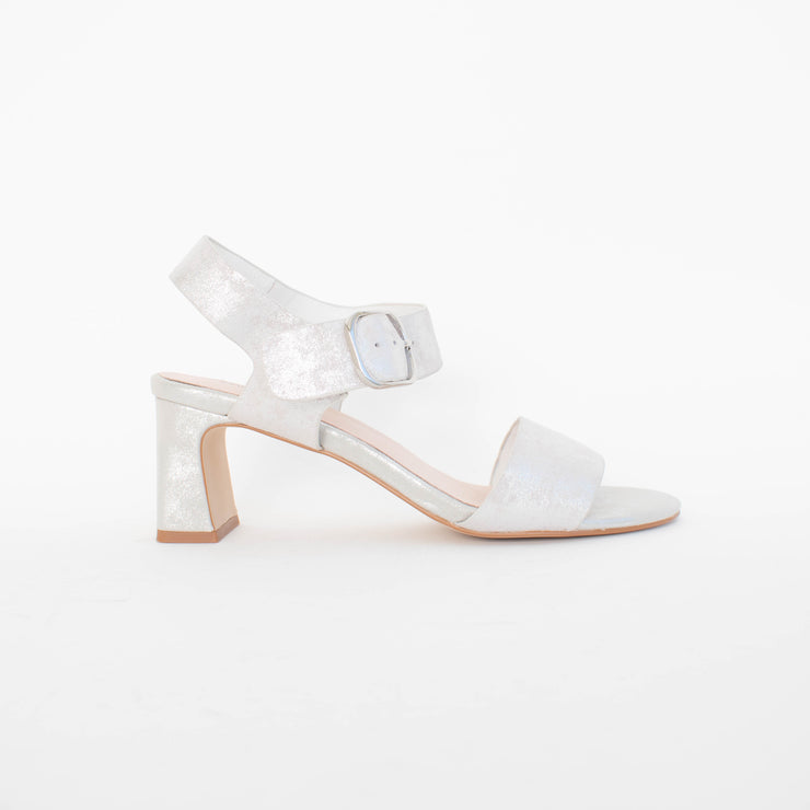 Bresley Scribe Silver Mottle Sandal side. Size 42 womens shoes