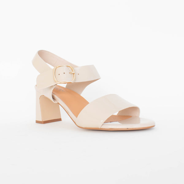 Bresley Scribe Nude Patent Sandal front. Size 43 womens shoes