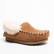 Hush Puppies Shaggy Chestnut Suede Slipper front. Size 11 womens shoes