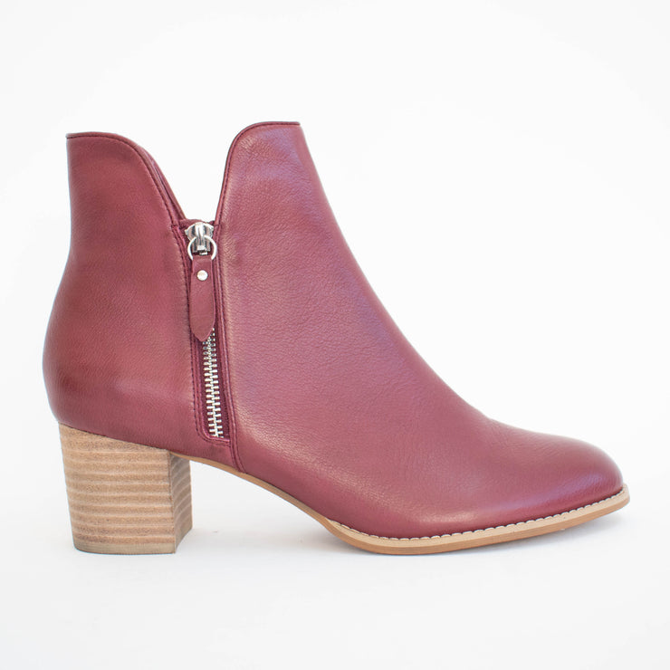 Django and Juliette Shiannely Burgundy Ankle Boot side. Size 42 womens shoes