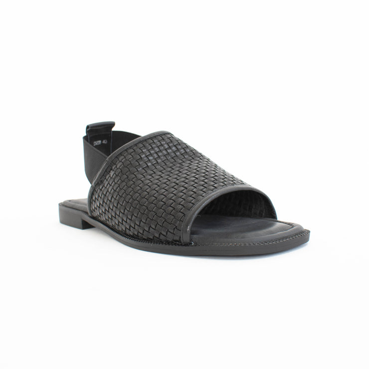 Bresley Snob Black Weave Sandal front. Size 43 womens shoes