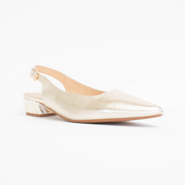 Chrissie Stacy Metallic Gold Shoes front. Size 43 womens shoes
