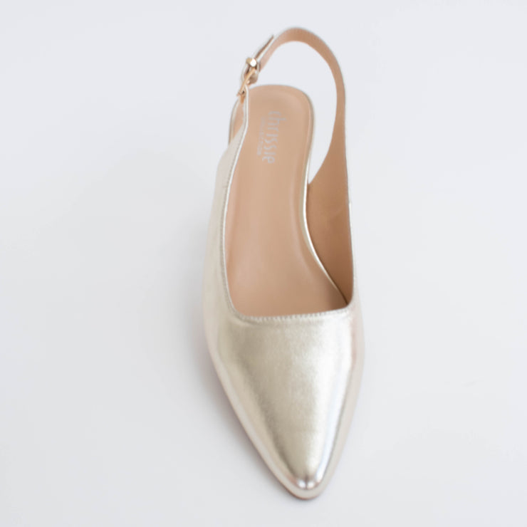 Chrissie Stacy Metallic Gold Shoes top. Size 46 womens shoes