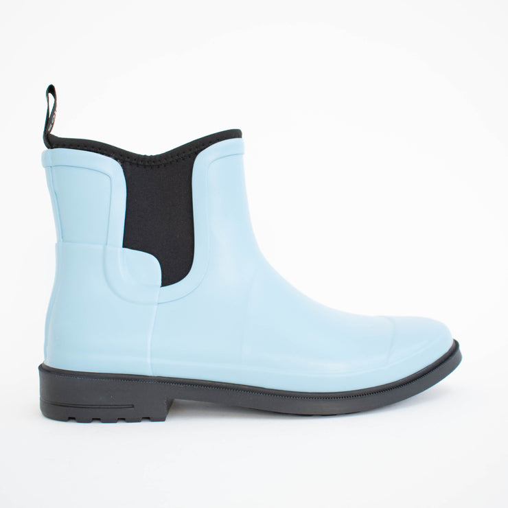 Hush Puppies Stormi Gumboots Retro Blue side. Size 11 womens shoes