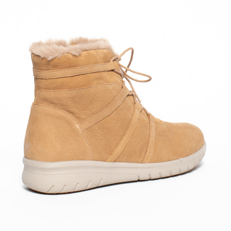 Ziera Susie Sand Beige Fur Ankle Boot back. Size 44 womens shoes