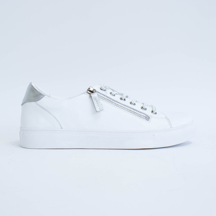 Rilassare Temi White Silver Sneakers side. Size 42 womens shoes