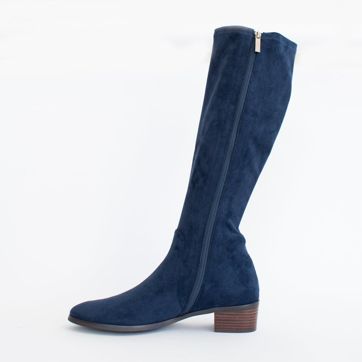 Django and Juliette Timothie Navy Stretch Suede Long Boot inside. Size 45 womens shoes