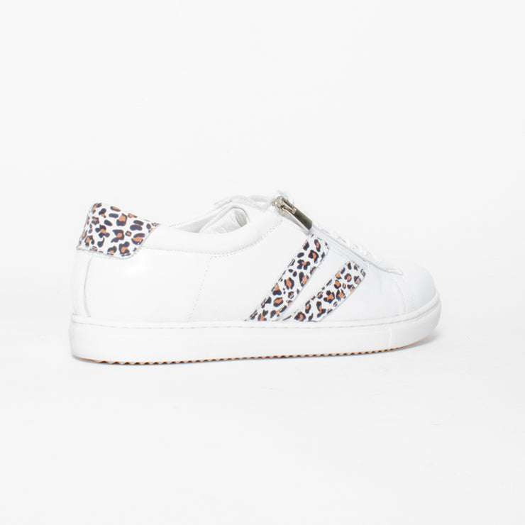Cabello Ultimate White Leopard Print Sneaker back. Size 44 womens shoes