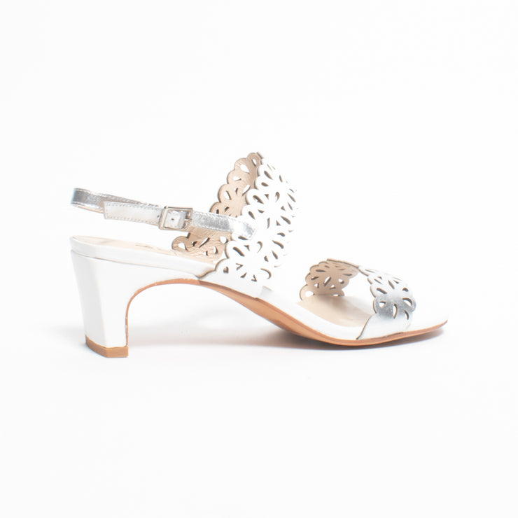 Katie N Me Unna White Kid Sandal back. Size 44 womens shoes