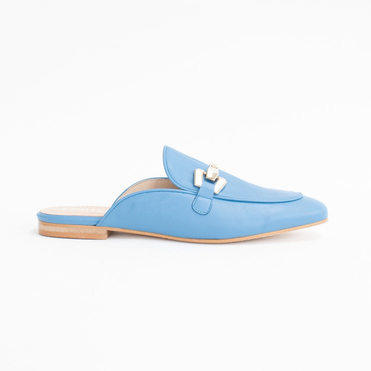 Dansi Valencia Blue Mules side. Size 42 womens shoes