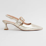 Babouche Lifestyle Veerle Gold Shoes side. Size 42 womens shoes