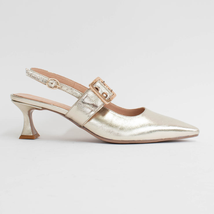 Babouche Lifestyle Veerle Gold Shoes side. Size 42 womens shoes