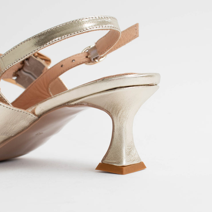 Babouche Lifestyle Veerle Gold Shoes heel detail. Size 42 womens shoes