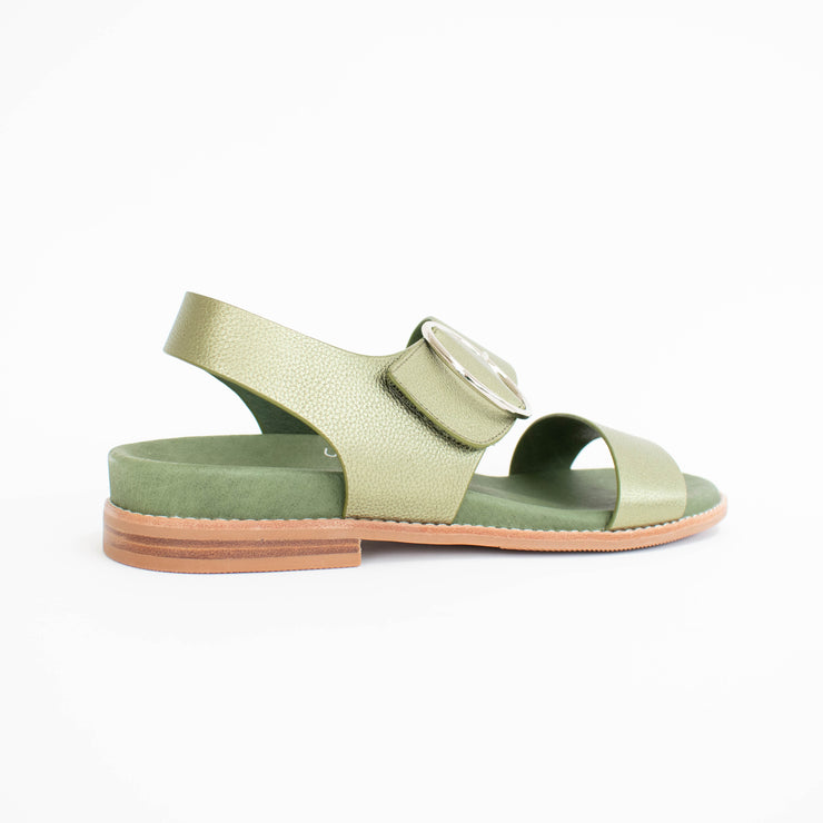 Minx Willa Khaki Metallic Sandals back. Size 44 womens shoes