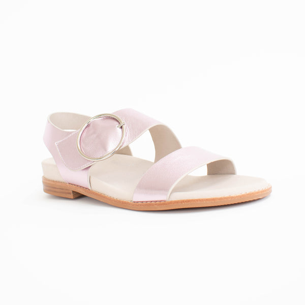 Minx Willa Sweet Pink Metallic Sandals front. Size 43 womens shoes