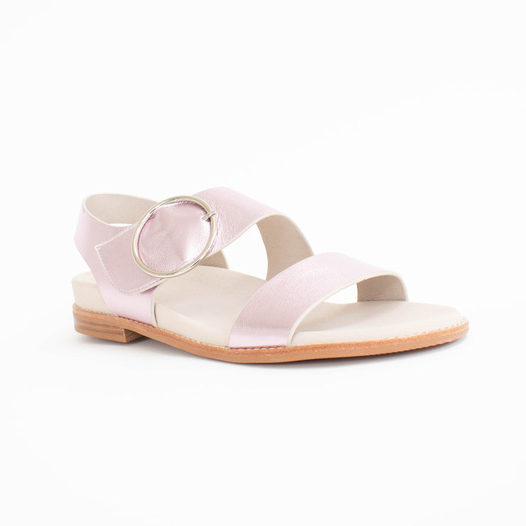 Minx Willa Sweet Pink Metallic Sandals front. Size 43 womens shoes