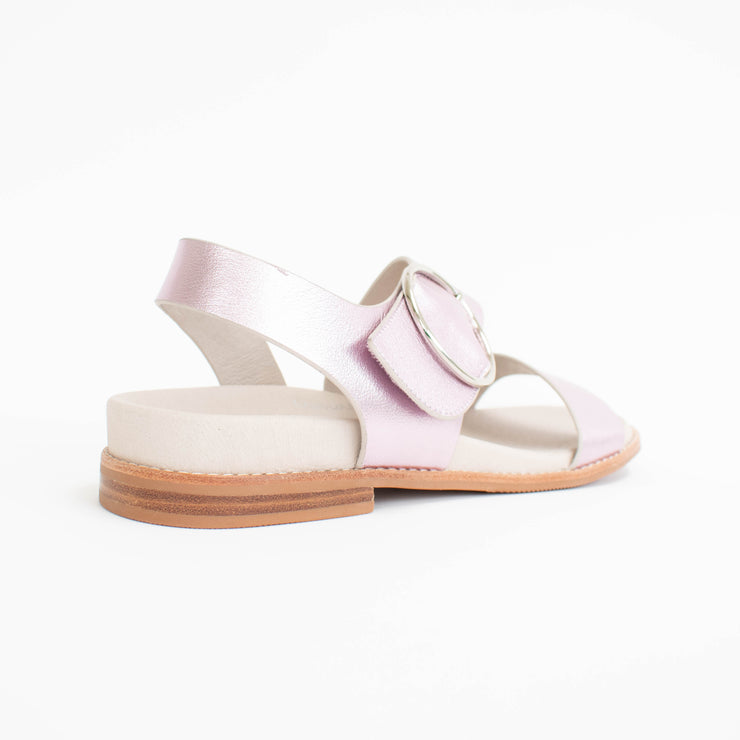Minx Willa Sweet Pink Metallic Sandals back. Size 44 womens shoes