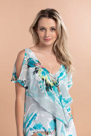 Fly Away Dress Turquoise Print