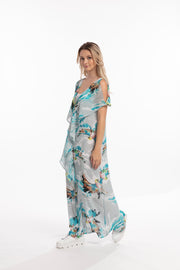 Fly Away Dress Turquoise Print