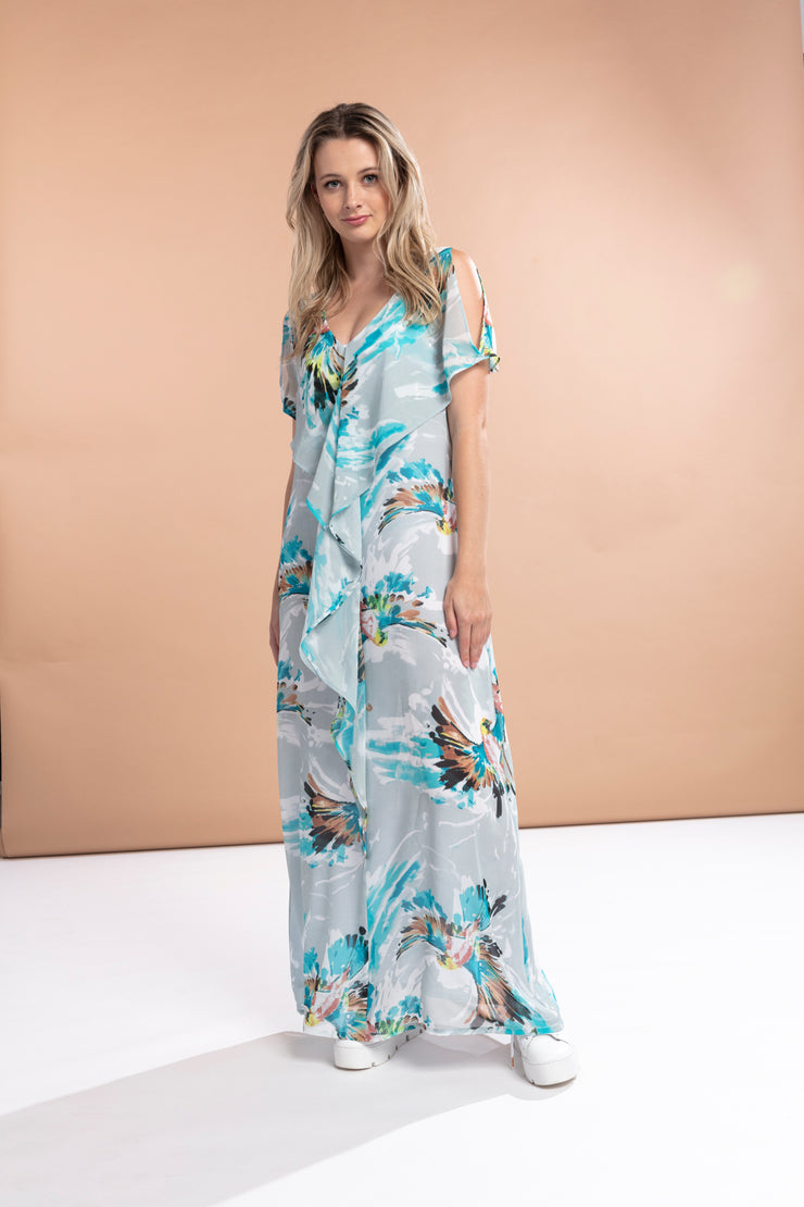 Fly Away Dress Turquoise Print