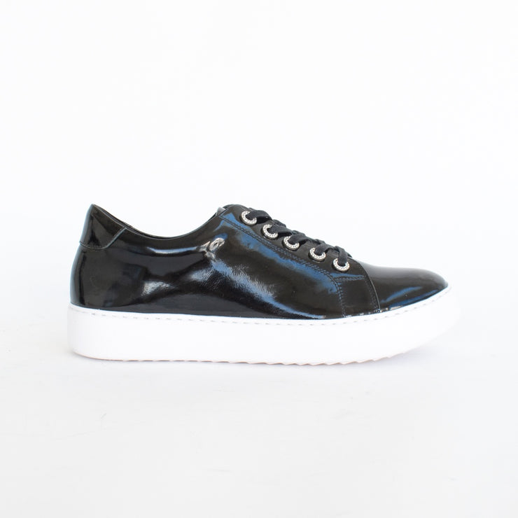 Gelato Zilch Black Patent Sneaker side. Size 42 womens shoes