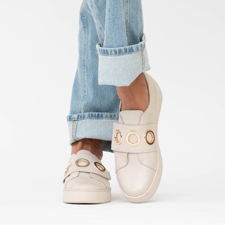 Django and Juliette Lanama Almond Sneakers Model Shot. Size 43 womens shoes