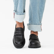 Hush Puppies Decent Black Loafers Model Shot. Size 11 womens shoes