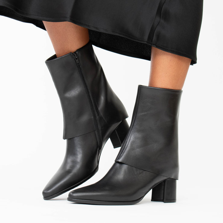Tamara London Swing Black Ankle Boot Model Shot. Size 43 womens shoes
