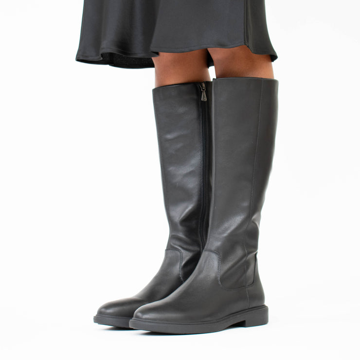 Hush Puppies Alexandria Black Long Boot Model Shot. Size 43 womens shoes
