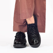 Ziera Allsorts Black Sparkle Sneaker Model Shot front. Size 43 womens shoes