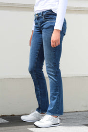 Side view of Valerie 34Leg Blue Lapis Jeans made longer for tall women