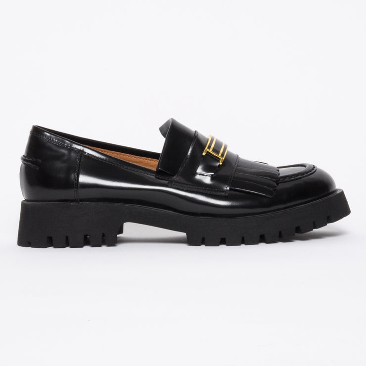 Babouche Lifestyle Reanne Black Hi Shine shoe side. Size 42 women's shoes