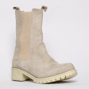 Babouche Lifestyle Remy Beige Suede boot front. Womens size 44 boots