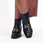 Tamara London Benton Black Ankle Boot Model Shot front. Size 43 womens shoes