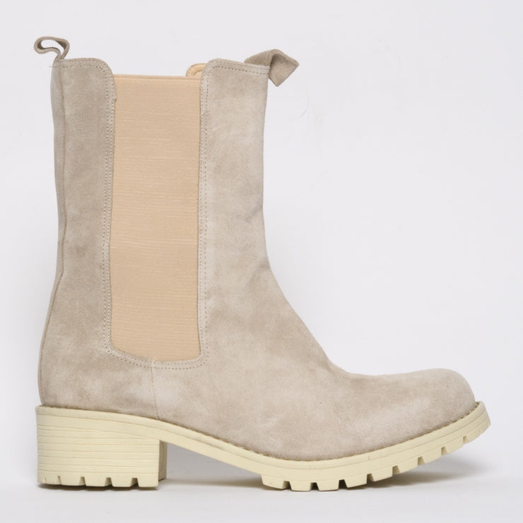 Babouche Lifestyle Remy Beige Suede boot side. Womens size 45 boots
