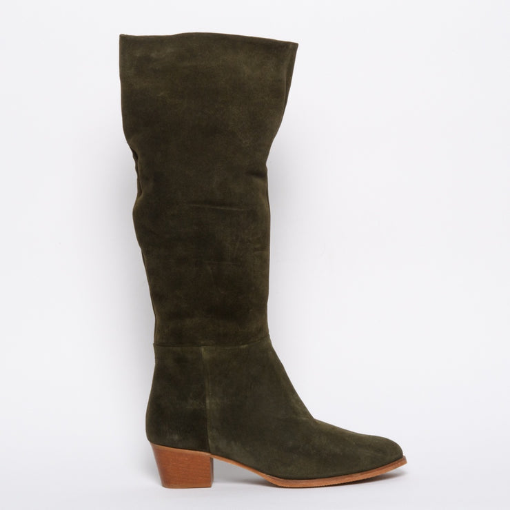  Rene Khaki Suede side. Size 10 women's boots