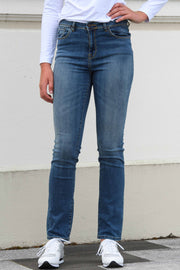 Tall model in Arline 34Leg Luvla Wash Jeans made longer for tall women