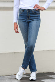 Tall woman in Arline 34Leg Luvla Wash Jeans made longer for tall women