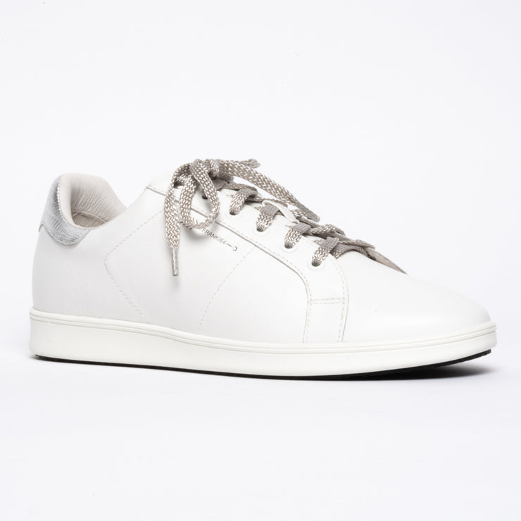 Frankie4 Jackie III White Silver Lizard Print sneakers front view. Womens size 12 sneakers