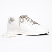 Frankie4 Jackie III White Silver Lizard Print sneakers with extra laces front view. Womens size 12 sneakers